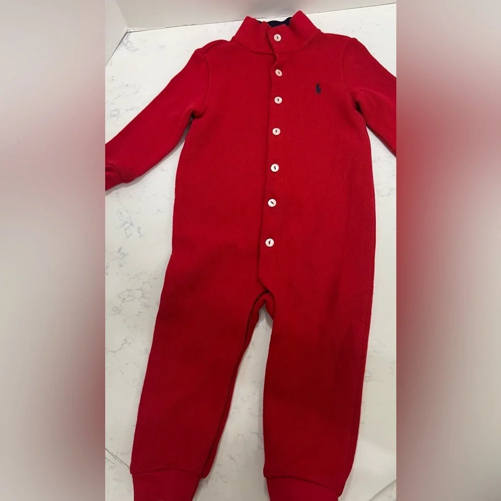 Ralph Lauren Red Footies One Piece - Picture 6 of 7